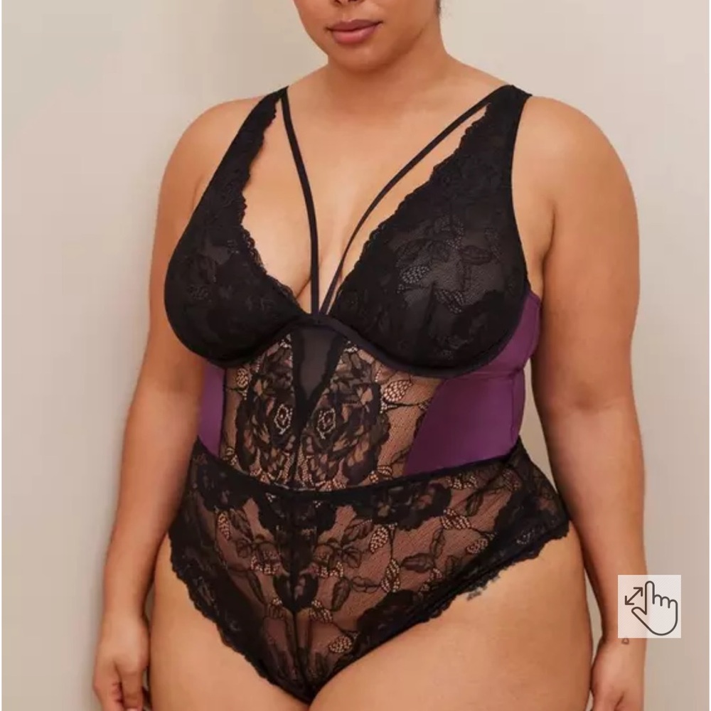 Torrid Satin and Lace Retro Plunge Bodysuit